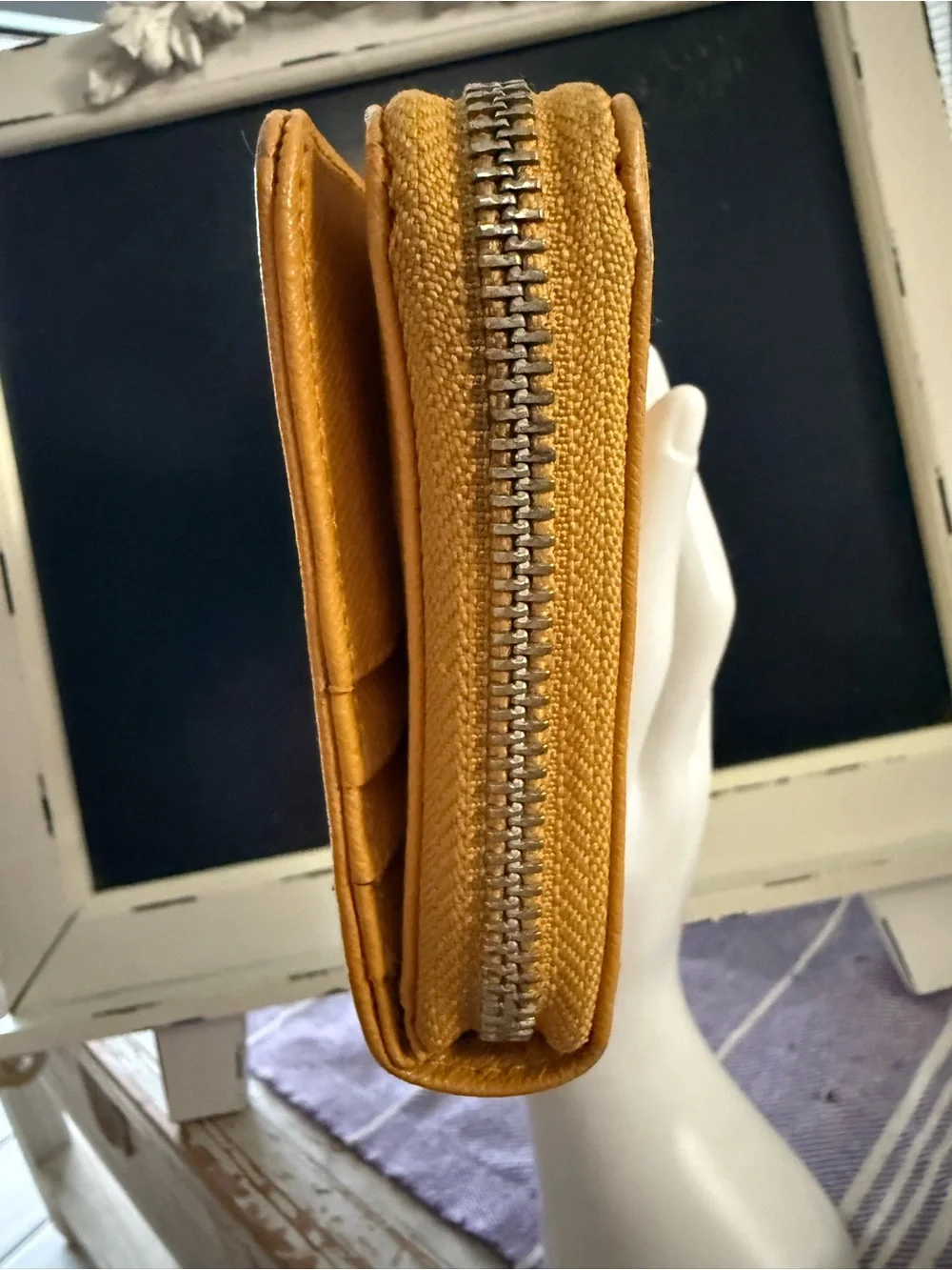 Furla Mustard Yellow Leather long Zip Wallet